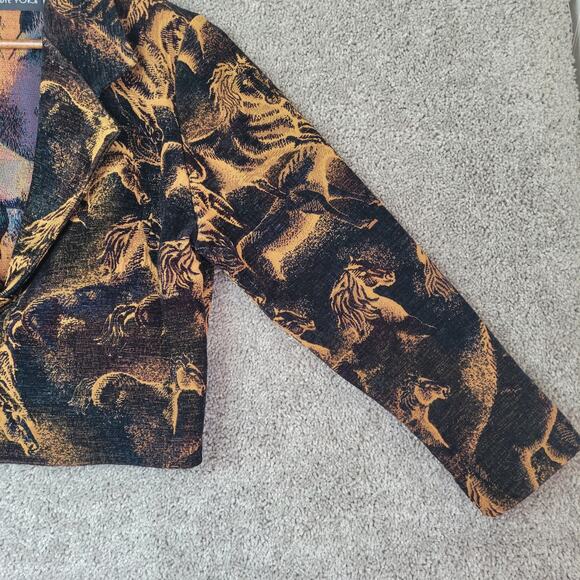 To Die For Vintage Black Western Cowgirl Equestrian Horse Blazer Womens Medium - Picture 3 of 9